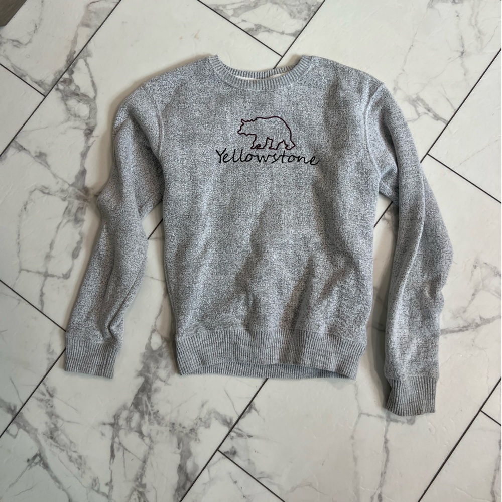 Gray Crewneck Sweatshirt with Black Graphic Design